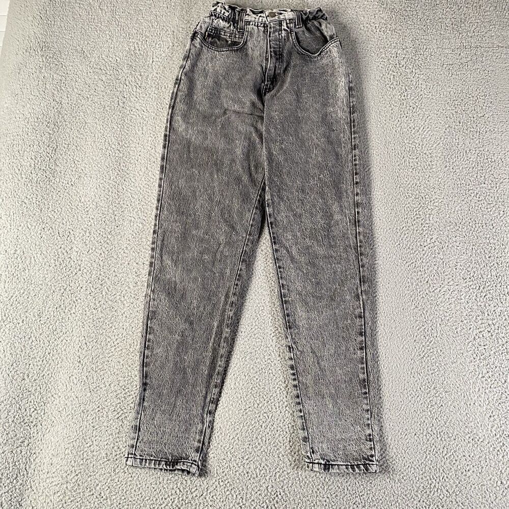 Vintage Levis Jeans Juniors 7/8 (24x32) Black Gray Acid Wash High Elastic 80s